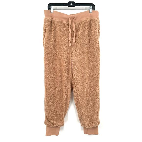 Fabletics Size XL Pants Brown‎ Heavyweight Fleece Jogger Pockets Cozy Athleisure - Picture 1 of 3